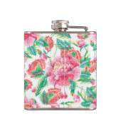 Helder Roze Bloemen Patroon Girly Design Heupfles (Achterkant)