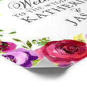 Helder Roze Bloemen Romantische Fuchsia Bruiloft Poster (Hoek)