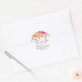 Helder Roze Bloemen Sinaasappel Snede Bruidsfeest Ronde Sticker (Envelop)