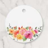 Helder Roze Bloemen Sinaasappel Snede Bruiloft Fee Bedankjes Labels (Achterkant)