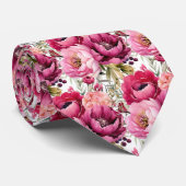 Helder roze bloemen waterverf stropdas (Opgerold)