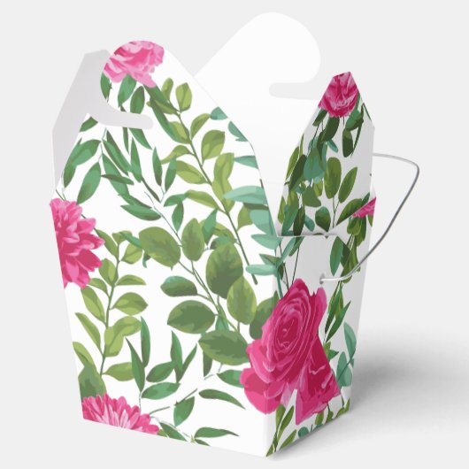 Helder roze bloemenbruiloft bedankdoosjes (Geopend)