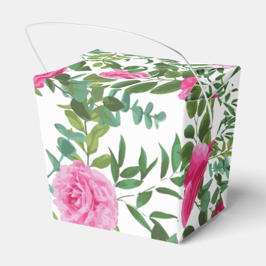 Helder roze bloemenbruiloft bedankdoosjes (Achterkant)