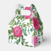 Helder roze bloemenbruiloft bedankdoosjes (Achterkant)