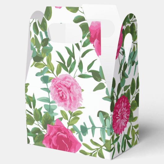 Helder roze bloemenbruiloft bedankdoosjes (Geopend)