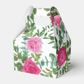 Helder roze bloemenbruiloft bedankdoosjes (Voorkant Zijde)