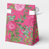 Helder roze bloemenbruiloft bedankdoosjes (Achterkant)