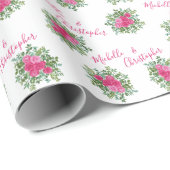 Helder roze bloemenbruiloft cadeaupapier (Rol Hoek)