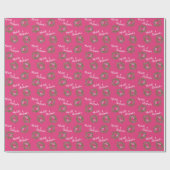 Helder roze bloemenbruiloft cadeaupapier (Vlak)