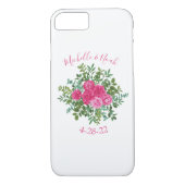 Helder roze bloemenbruiloft Case-Mate iPhone case (Achterkant)