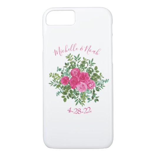 Helder roze bloemenbruiloft Case-Mate iPhone case (Achterkant)
