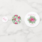 Helder roze bloemenbruiloft confetti (Achterkanten)