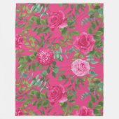 Helder roze bloemenbruiloft fleece deken (Voorkant)