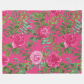 Helder roze bloemenbruiloft fleece deken (Voorkant (Horizontaal))