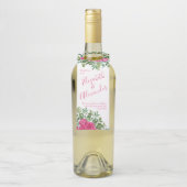 Helder roze bloemenbruiloft flessenhanger (Op fles)