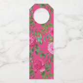 Helder roze bloemenbruiloft flessenhanger (Achterkant)