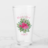 Helder roze bloemenbruiloft glas (Voorkant)