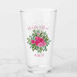 Helder roze bloemenbruiloft glas