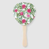 Helder roze bloemenbruiloft handwaaier (Achterkant)