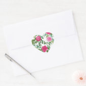 Helder roze bloemenbruiloft hart sticker (Envelop)