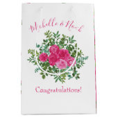 Helder roze bloemenbruiloft medium cadeauzakje (Voorkant)