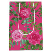 Helder roze bloemenbruiloft medium cadeauzakje (Achterkant)