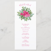 Helder roze bloemenbruiloft menu (Voorkant)