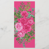 Helder roze bloemenbruiloft menu (Achterkant)