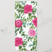 Helder roze bloemenbruiloft menu (Achterkant)