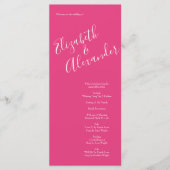 Helder roze bloemenbruiloft programma's (Voorkant)