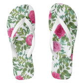 Helder roze bloemenbruiloft teenslippers (Voetbed)