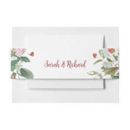 Helder roze bloemenbruiloft uitnodigingen wikkel