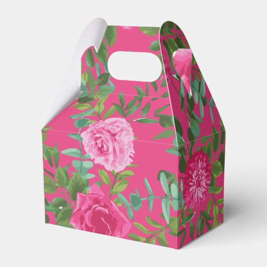 Helder Roze Bloemige Bruiloft Bedankdoosjes (Voorkant Zijde)