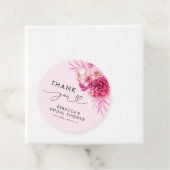 Helder roze bloemige bruiloft Thank You Bedankjes Labels (In situ)