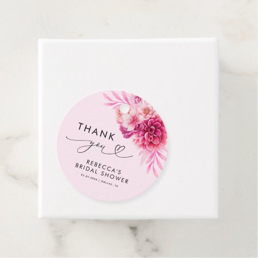 Helder roze bloemige bruiloft Thank You  Bedankjes Labels (In situ)