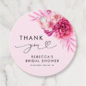 Helder roze bloemige bruiloft Thank You  Bedankjes Labels (Voorkant)