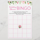 Helder Roze Bloemige Trouw Bruiloft Bingo Spel (Voorkant)