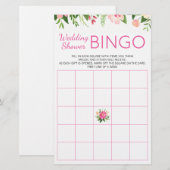 Helder Roze Bloemige Trouw Bruiloft Bingo Spel (Voorkant / Achterkant)