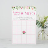 Helder Roze Bloemige Trouw Bruiloft Bingo Spel (Staand voorkant)
