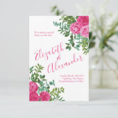 Helder Roze Bloemige Trouw Save the Date Kaart (Staand voorkant)