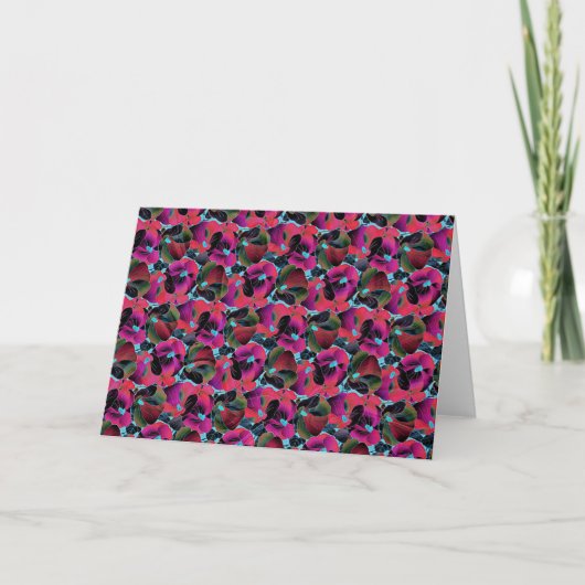Helder roze bloemmotief kaart (Voorkant)