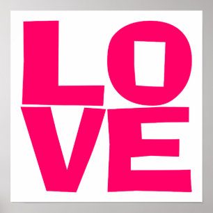 Helder Roze Blok Typografie Liefde Poster