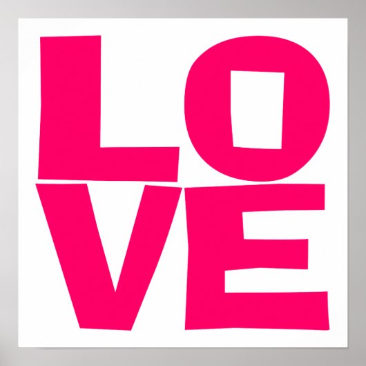 Helder Roze Blok Typografie Liefde Poster (Voorkant)