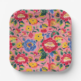 Helder roze chinoiserie bloem papieren bordje