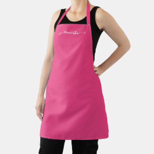 Helder Roze Cute Bow Handtekening Naam Schort