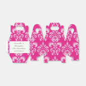 Helder roze damast bruiloft bedankdoosjes (Uitgevouwen)