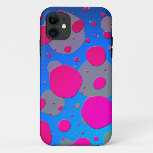 Helder roze en blauwe moderne kunst iPhone 11 hoesje