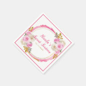 Helder Roze en Goud Elegante Bloemen Sweet Sixteen Servet (Hoek)