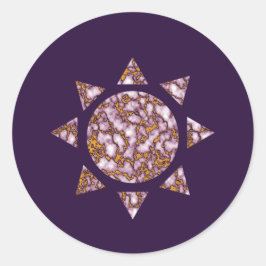 Helder Roze en Goud Marmeren Textuur Ontwerp zon Ronde Sticker