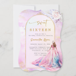 Helder Roze en Gouden Sweet Sixteen Kaart